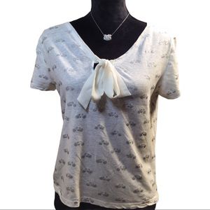 Frnch Ivory w/ Silver Glitter Bicycles Top Sz:M